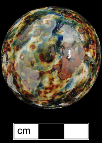 Bennington or &ldquo;Bennies&rdquo; marble found in the cellar of a collapsed building. 
